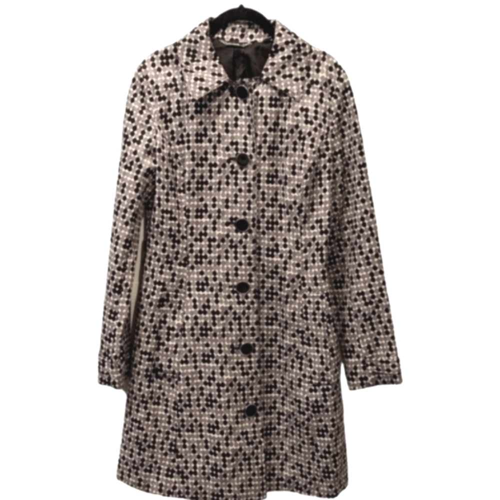 Sold • Apt. 9 1960s Mod Style Purple Polka Dot Spring Weight Lined Trench Rain